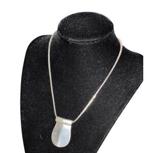 Vintage Alexis Kirk Modernist Pewter Pendant Necklace Sculptural Retro Statement